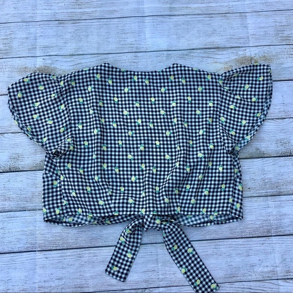 NWT Love, Fire Gingham & Lemon Crop Top Size M - Picture 4 of 10
